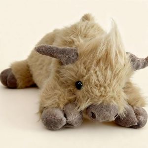 Doudou en Forme de Vache des Highlands, r&eacute;aliste et Moelleux, pour b&eacute;b&eacute;s, gar&ccedil;ons, Filles et Adultes, Peluche Durable pour, Cadeau de Naissance, Cadeau d'anniversaire 35 cm/45 cm (juriok, neuf)