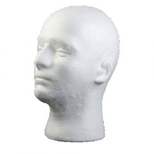 SpirWoRchlan Tête de mannequin masculin en mousse avec tête en polystyrène - Support à lunettes pour perruques, écouteurs, bonnets (blanc) (SpirWoRchlan, neuf)