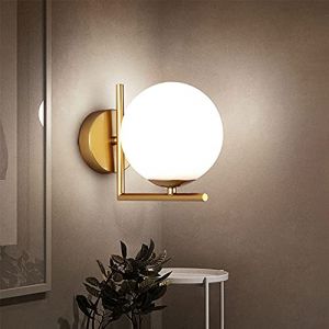 Mengjay LED Applique Murale, moderne Applique Boule Murale Verre Abat-jour Boule Blanche Lampe de Mur Metal Spots Muraux Intérieur pour Chambre Couloir Cuisine Escalier. (Geste shop, neuf)