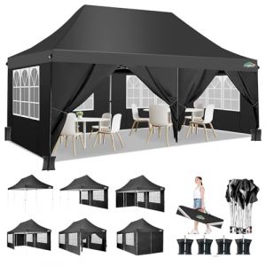 COBIZI Tonnelle Pliable 3x6m, Tonnelle de Jardin 3x6m, Étanche et Stable - avec 6 Panneaux latéraux, UV50+, Toit surélevé et Sac de Transport - pour Jardin, fête, Festival, Mariage (Minirong, neuf)