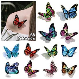 Acevegue 110 Pièces Faux Tatouages, 3D Coloré Petits Papillons Tatouages Ephemere Femme Déco Papillons, Tatouages Adultes Adhésifs à Coller Autocollant Fille Cadeau Anniversaire Fête Déco (MaoKaiD, neuf)