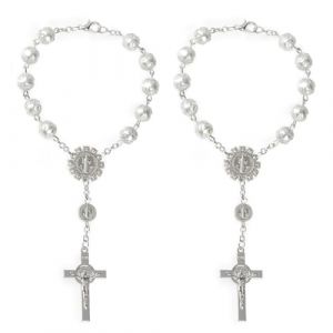 FIMWOLZ 2 Pcs Chapelet de Voiture pour rétroviseur Suspendre pour Homme et Femme Blanc (congyuyang, neuf)
