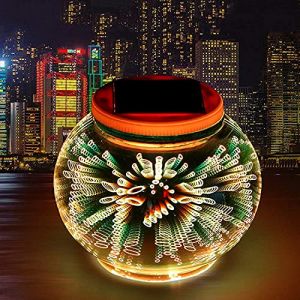 Lampe de Table Solaire Extérieure, Lampe de Table Extérieure Solaire, Lumières de Jardin de Boule de Verre de Mosaïque à énergie Solaire (Bulle) (HUHUL, neuf)