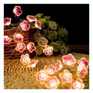 Guirlande Lumineuse Créative En Forme De Fleur|Guirlande Lumineuse LED En Forme De Pétale Fil De Cuivre Blanc Chaud|Décor De Plantes Florales Lumière Ambiante,Fleur,2 M (6,5 Pieds) -20LED-Batterie (baihuigou, neuf)