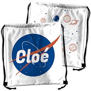LolaPix Sac à dos en forme de sac pour enfants. Cadeau personnalisé avec nom. Sac à dos à cordes. Différents modèles. NASA (LolaPix, neuf)