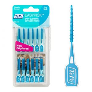 TePe EasyPick Cure-dents, Bleu, ISO M-L, 60pcs, &eacute;limine la plaque dentaire, nettoyage efficace entre les dents, cure-dents &eacute;co-responsables pour les petits espaces (GMLIFE-STORE, neuf)