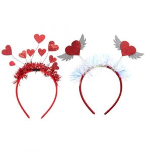 Toyvian Bandeau Saint-Valentin 2 Pi&egrave;ces Rouge 9 C&oelig;urs Lumineux Serrage-T&ecirc;te Ailes C&oelig;ur Accessoires Cheveux Femme pour F&ecirc;te Soir&eacute;e et Pr&eacute;sent Romantique Serrage-T&ecirc;te Cerceau Confortable (TXINNG, neuf)
