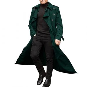 Hommes Manteau Parka Laine Slim Classique Trench Mi-Longue Décontractée Duffle-Coats Vestes Longue Classique Casual Outwear (extensivc, neuf)