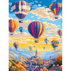 HEIBAGO Montgolfière Peinture par numéros pour Adultes, Kit de Peinture à l'huile sur Toile par numéro pour Débutants, Peinture à l'huile DIY Paysage pour la décoration de la Maison,30X40cm (JINYULIANG, neuf)
