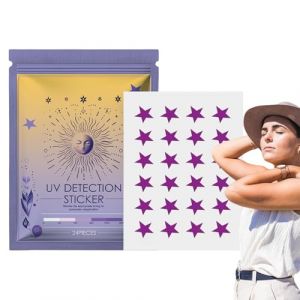 Uv Detection Stickers, Star-Shaped Sunscreen Reapply Reminder, Set of 24 Body Stickers for Tanning, Personal Care for Face and Body Protection, 5.90inches Purple (rainka, neuf)