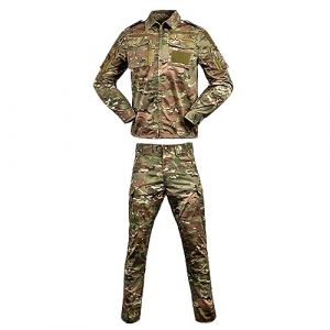 Darringls Veste tactique uniforme pour airsoft pour homme BDU Veste de combat T-shirt & pantalon Costume camouflage pour jeu de guerre Armée Militaire Paintball Airsoft Chasse Tir, marron, XXXL (Darringls, neuf)