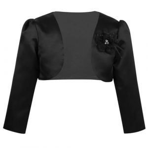 Freebily Boléro Bébé Enfant Fille à Manche Longue Fleur Cardigan Boléro Demoiselle d'honneur Baptême Soirée Cérémonie Veste Gilet Étole Satin Noir 3-4 Ans (MissPretty, neuf)