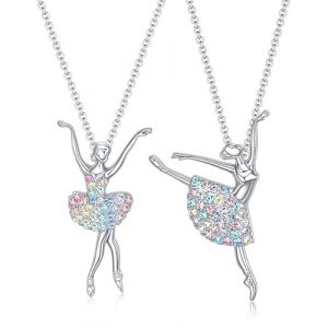 TOZBLEU Collier pendentif danseuse ballet - 2 pcs filles en zircon charmant,cadeau bijoux représentant une ballerine en tutu pour femmes à l'occasion de Noël, d'action de grâce ou d'Halloween (lilidan, neuf)