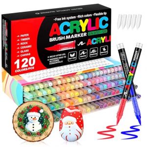 VAKKI 120 Couleurs Feutre Acrylique, Stylos Acryliques Liquide Direct Acrylic Paint Marker Coloriage pour Adultes, Marqueur Acide Acrylique Pour Coloriage, Pierre, Calligraphie, Bois, Toile, Verre (V-Fran&ccedil;ais, neuf)