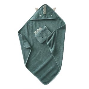 VERTBAUDET Cape de Bain + Gant Dragon Vert 80X80 (VERTBAUDET, neuf)