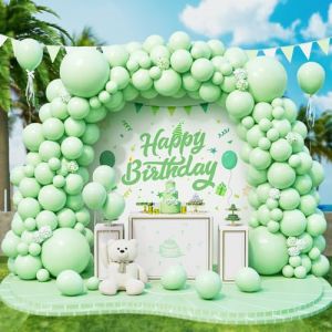 Roxistar 143 pcs Ballons Verts Pastel Ballon en Latex Différentes Tailles Kit de Guirlande Ballon Vert Menthe pour Femmes Filles Fête d'Anniversaire Baptême Douche de Bébé Mariage Baby Shower Décor (YANKUADE, neuf)
