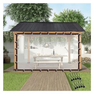 DFANCE Panneaux Lat&eacute;raux Imperm&eacute;ables Transparents en B&acirc;che de Pergola,Rideau Ext&eacute;rieur Imperm&eacute;able et Coupe-Vent avec &OElig;illets pour Balcons Toits(Size:180x250cm//6x8ft) (Fei Phoenix Flying, neuf)