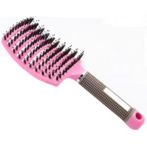 Brosse à cheveux ventilée courbée professionnelle couleur rose pour massage démêlant cheveux humides et secs, adaptée à chaque style (CeF Shop, neuf)