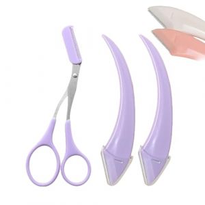 Beginner's Safety Eyebrow Razor - Stainless Steel Crescent Blade with Micro-Guard, Easy Eyebrow Shaping Women Makeup Tools for Beginners Makeup Lover (purple) (jingruojixiea, neuf)