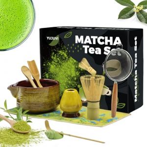 YUJUVI Matcha kit Matcha Whisk Set Accessoire de c&eacute;r&eacute;monie du Matcha Japonais 9 pi&egrave;ces Bol Matcha avec Bec Fouet au Matcha Ouill&egrave;re &agrave; Th&eacute; Kit de Fabrication de Th&eacute; (Or Magique kit) (YUJUVI Shop, neuf)