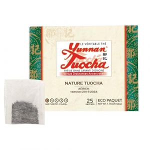 Yunnan Tuocha &ndash; Th&eacute; Tuocha 100% Naturel - R&eacute;gule le Cholest&eacute;rol & Drainant &ndash;25 Sachets - 50g - Origine Yunnan Garantie(L'&eacute;l&eacute;gance - Version 1978-2015) (ZOUJI TUOCHA, neuf)