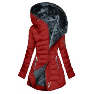 NSICBMNO Veste d'hiver pour femme, tailles grandes, veste matelass&eacute;e, manteau long rembourr&eacute;, vestes doubl&eacute;es en polaire, manteaux &agrave; capuche en fourrure, vestes en duvet, long manteau, trench chaud (NSICBMNO - IUsure, neuf)