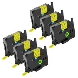 NineLeaf 6x Compatible Ruban pour Brother TZe-631 TZ631 TZe631 12mm 0.47 Noir sur Jaune &Eacute;tiquettes pour Brother P-touch 1000 H105 H100lb PT-H110 PT-H107 P300BT H200 PT1010 PT-D210 PT-D400VP PT-E100 (NineLeaf-UK, neuf)