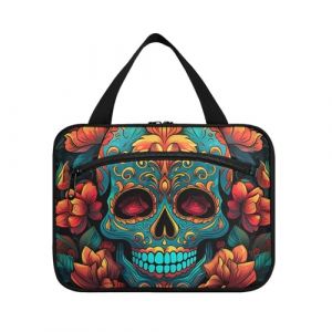 Linnyio Cr&acirc;ne Floral Violet Trousse de Toilette de Voyage Suspendue Maquillage,Grande Capacit&eacute; Pliable Rangement Sacs de Lavage pour Femmes Filles (Linnyio, neuf)