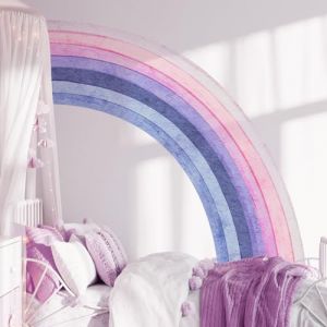 WandSticker4U&reg;- Grand stickers muraux ARC-EN-CIEL pastel rose/violet/bleu (152x152 cm) I Autocollant mural chambre fille boh&egrave;me princesse g&eacute;ant I D&eacute;co murale chambre b&eacute;b&eacute; fille cr&egrave;che DIY XXL (WandSticker4U&reg;, neuf)