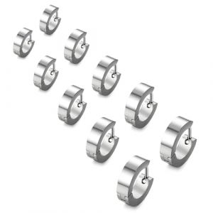 JYNXOR 5Paire argent Boucles d'Oreilles Hommes Cr&eacute;oles Acier Inoxydable Boucle d'Oreille Homme Boucles d'Oreilles Cr&eacute;oles Piercing Anneau Cartilage Helix Piercing Oreille Homme Femme, Hypoallerg&eacute;nique (SHOPSCAPE INK, neuf)