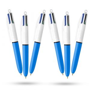 BIC Lot de 6 mini stylos rétractables 4 couleurs 12 cm avec quatre encres vives assorties pour l'école, le bureau et le code couleur (DLM Direct FR, neuf)