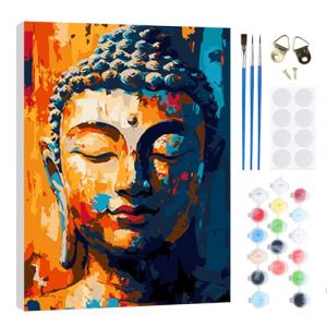 RICUVED Bouddha Peinture par Numéros DIY Kit 20x30cm pour Adultes Enfants avec Cadre en Bois–Bouddha DIY Peinture à l'huile par Numéros sur Toile Artisanat avec Pinceaux Peintures Acryliques (FANDIJIA, neuf)