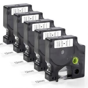 45013 Lot de 5 rubans d'&eacute;tiquettes compatibles pour Dymo Labelmanager 160 D1 45013 dymo s0720530 12 mm x 7 m noir sur blanc | Ruban d'&eacute;tiquettes de rechange pour 210D 280 360D 450D pour 3M P-Series (JINTUM, neuf)