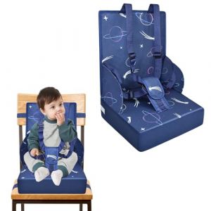 NAIZY Rehausseur de siège pour enfant - Avec dossier pliable et ceinture de sécurité à trois points - Éponges - Pour rehausser la chaise - Bleu (Alrich UG, neuf)