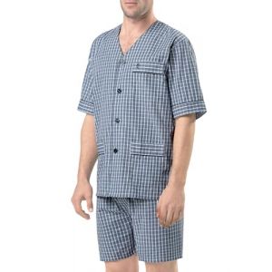 El Búho Nocturno Pyjama Homme Été Court Judo Popeline à Carreaux Pyjamas pour Hommes, 60% Coton, 40% Polyester, Bleu 4543, L (El Búho Nocturno, neuf)