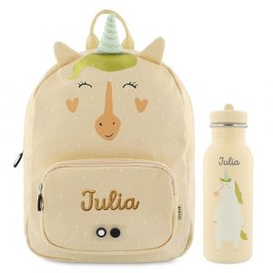 upstitch studio Trixie Sac à dos et gourde pour enfants, sac à dos de maternelle, sac à dos et gourde pour enfants, personnalisables avec nom individuel ou en kit, Motif licorne, Set: Rucksack BIG + (upstitch studio, neuf)