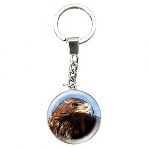 Magnidome Deluxebase Keychains - Aigle Royal de Porte-cl&eacute;s Breloque en Verre de Cristal. Porte-cl&eacute;s photo d'aigle en forme de d&ocirc;me avec une cha&icirc;ne en acier inoxydable (DELUXEBASE, neuf)