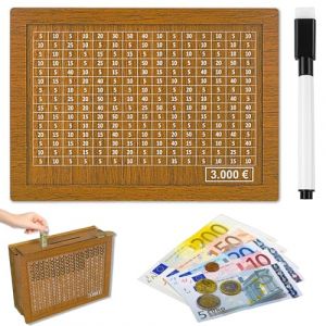 Tirelire en Bois,Numérique Tirelire Réutilisable avec Stylo Effaçable, avec Objectif D'épargne et Chiffres à Cocher Tirelire avec Compteur pour Aider Les Enfants à Commencer à Economiser (lfsd, neuf)