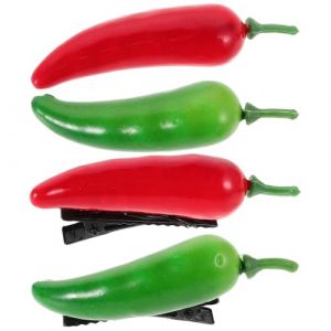 Hemobllo Lot de 4 Pinces &agrave; Cheveux Femmes Mini Alligator en Plastique et R&eacute;sine, Motif Piment Vert et Rouge, Barrettes Originales pour D&eacute;coration Capillaire Cr&eacute;ative, Accessoires Coiffure (Leopolerd, neuf)