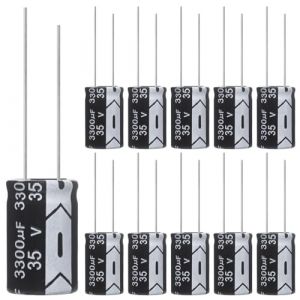 ALLECIN Condensateur 3300uF 35V Condensateurs Électrolytiques Aluminium 3300μF 35Volts 16x31MM Electrolytic Capacitor 3300 uF MFD 105°C (Paquet de 10 Pièces) (ALLECIN E.C. EU, neuf)