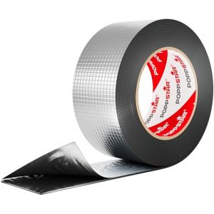 POPPSTAR Ruban d'étanchéité Butyle pour toiture (5 m x 50 mm x 1,5 mm) Bande de solin extrêmement adhésive à froid revetement aluminium (poppstar*, neuf)