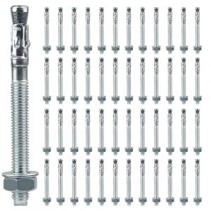 Goujon Ancrage M10 x 120mm, 50 pièces Boulon D'Ancrage en Acier Carbone M10 Goujons Ancrage pour Fixation Charges Lourdes, Béton, Maçonnerie, Pierre, Brique, Pose Rapide (50, M10 x 120mm) (NIERBO-Europe, neuf)