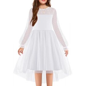 Arshiner Robe Festive pour Fille Communion Blancherobes De Demoiselle d'honneur F&ecirc;te Halloween Robe &agrave; Manches Longues pour Enfant Tullerobe d'hiver 15-16 Ans (Arshiner Store, neuf)