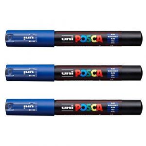 Posca Lot de 3 marqueurs PC-1M Uni-Ball (gamme complète de 22 couleurs disponibles) (Ponera, neuf)