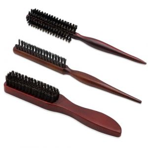Rigidstone 3 Pcs Poil de Sanglier, Brosse Cheveux Poils de Sanglier Brosse Plaquante Cheveux Brosse Sanglier pour le Nettoyage des Cheveux et de la Barbe pour cheveux longs,secs ou ab&icirc;m&eacute;s (Rigidstone, neuf)