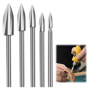 5 Pièces Outils Sculpture Bois pour Dremel, Mèches de Sculpture sur Bois avec Tige de 1/8", Ensemble d'Outils de Sculpture Acier Blanc pour Outils Rotatifs, Bricolage, Gravure, Ponçage, Perçage (JingMingHuaShun, neuf)