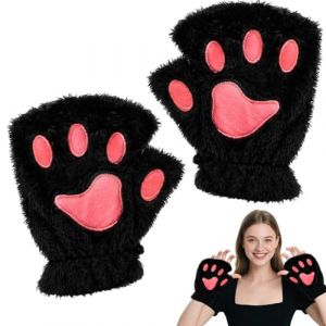 Evadollina Gants Femme, Gants Patte de Chat Peluche pour D&eacute;guisement de Chat Femme, Accessoires Cosplay Pattes de Chat Sans Doigts (guangxiyuchenyiwushangmaoyouxiangongsi, neuf)