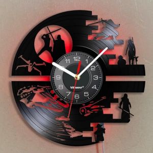 Viiluuxr Horloge Murale Design Moderne Disque Vinyle Pendule Murale Silencieuse LED Horloge Lumineuse Montre Murale Cuisine D&eacute;coration Cr&eacute;ative 7 Veilleuses Color&eacute;es Orloge Mural Original Salon. (Viiluuxr, neuf)