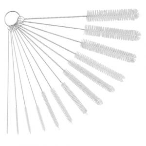Goupillon Biberon, Brosses de Nettoyage 13 pi&egrave;ces, Brosse en Nylon 21 cm, Mini Brosse en Acier Inoxydable, pour Bouteilles, Pailles, Biberons, Tasses, Tuyaux, Machines &agrave; Caf&eacute; - Blanc (CARVE IDEAS, neuf)