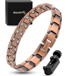 MagnetRX Bracelet Cuivre Homme &ndash; Bracelet Cuivre Magn&eacute;tique avec 40 Aimants Puissants (3500 Gauss/Aimant) &ndash; Bijou R&eacute;glable avec Outil de Dimensionnement (Style Leo) (MagnetRX, neuf)